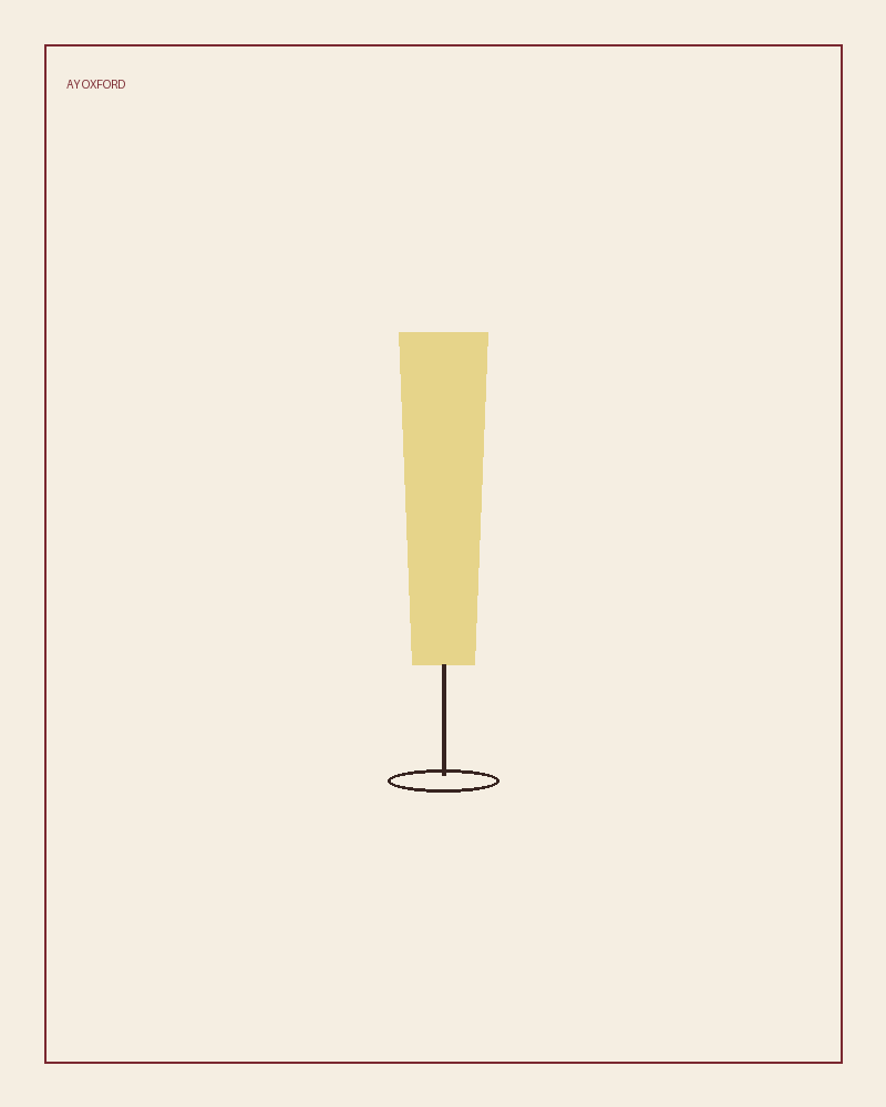 Illustrated serve for Champagne Brut NV: a tall narrow flute of golden sparkling wine on a warm parchment background.