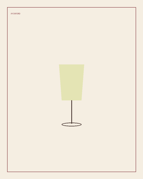 Illustrated serve for Picpoul de Pinet: a white wine glass holding a pale lemon-green pour on a warm parchment background.