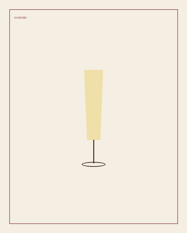 Illustrated serve for Prosecco Extra Dry: a flute of pale gold sparkling wine on a warm parchment background.