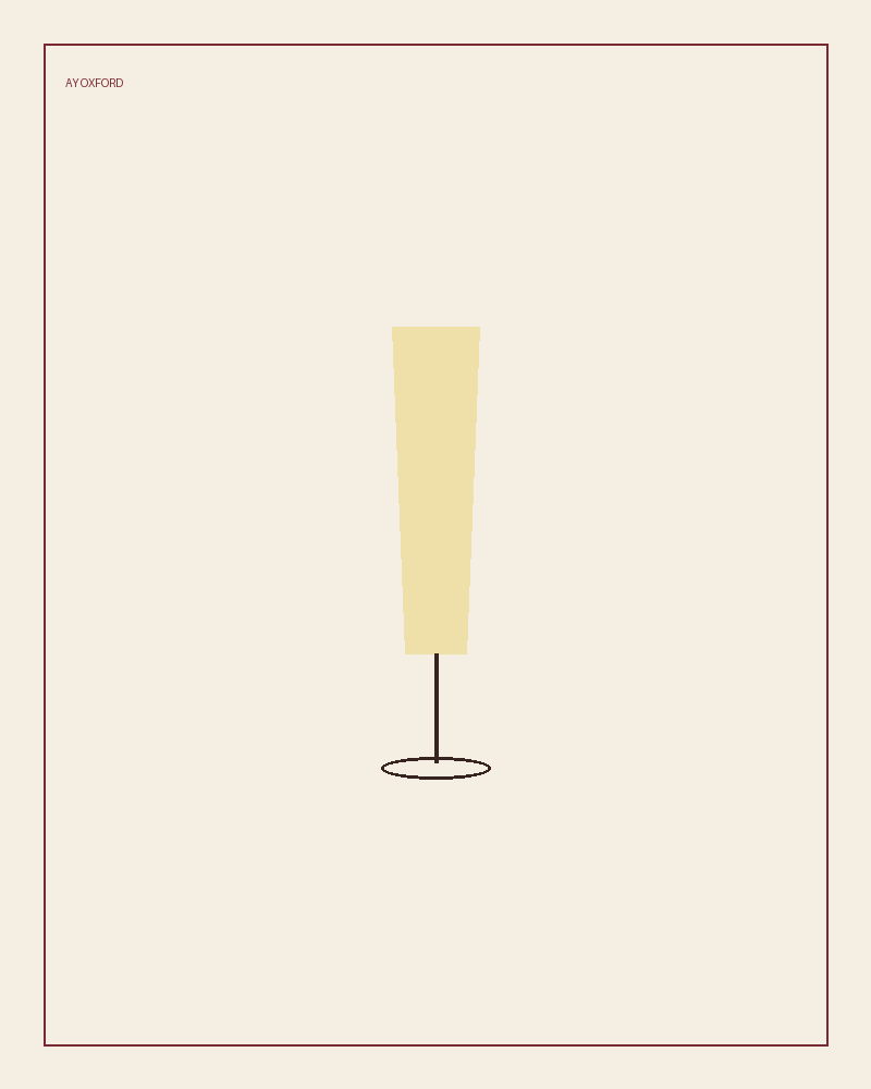 Illustrated serve for Prosecco Extra Dry: a flute of pale gold sparkling wine on a warm parchment background.