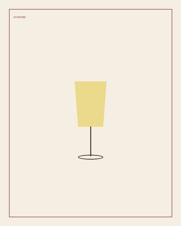 Illustrated serve for Unoaked Chardonnay: a wide-bowled white wine glass holding a light gold pour on a warm parchment background.